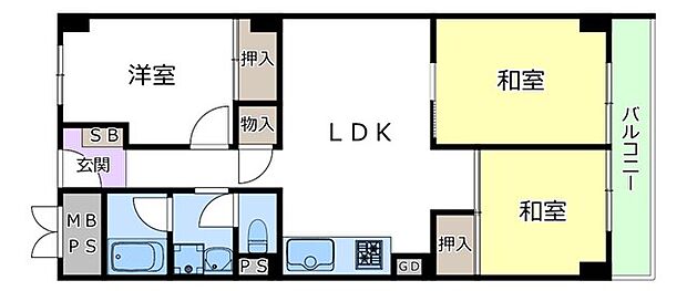 関大前スカイハイツA棟の間取り