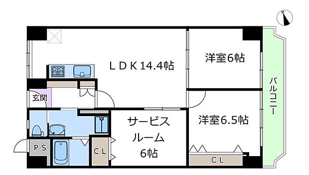 ローレルハイツ茨木総持寺1号棟(2SLDK) 3階の間取り図