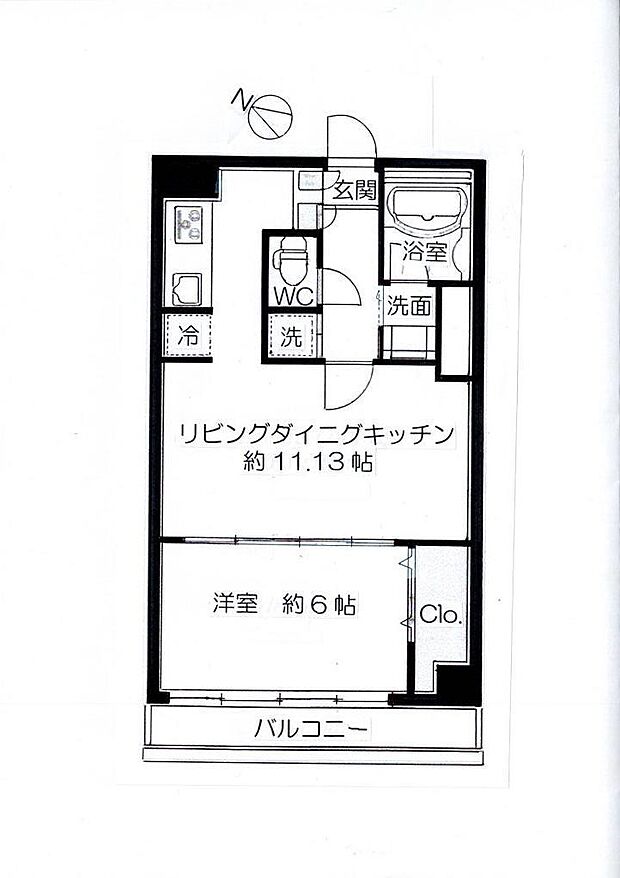 サンパークマンション千代田(1LDK) 7階/7の間取り図