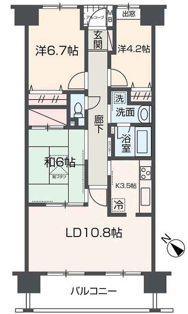 ハーモニータウン新取手弐番館(3LDK) 10階の間取り図