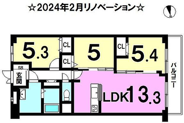 マンハイム山科(3LDK) 5階の間取り図