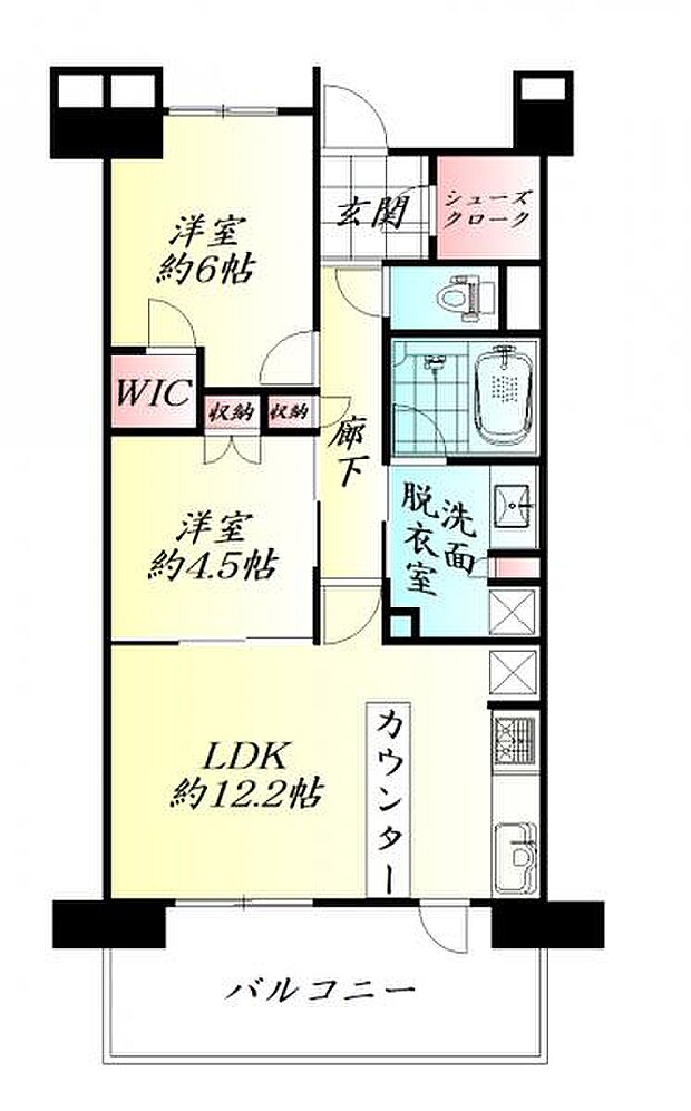 プレシスあすと長町(2LDK) 13階の間取り図