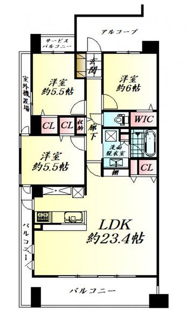 デュオヒルズ仙台花京院ザ・タワー(3LDK) 9階の間取り図