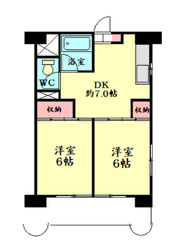 チサンマンション第2仙台(2DK) 6階の内観