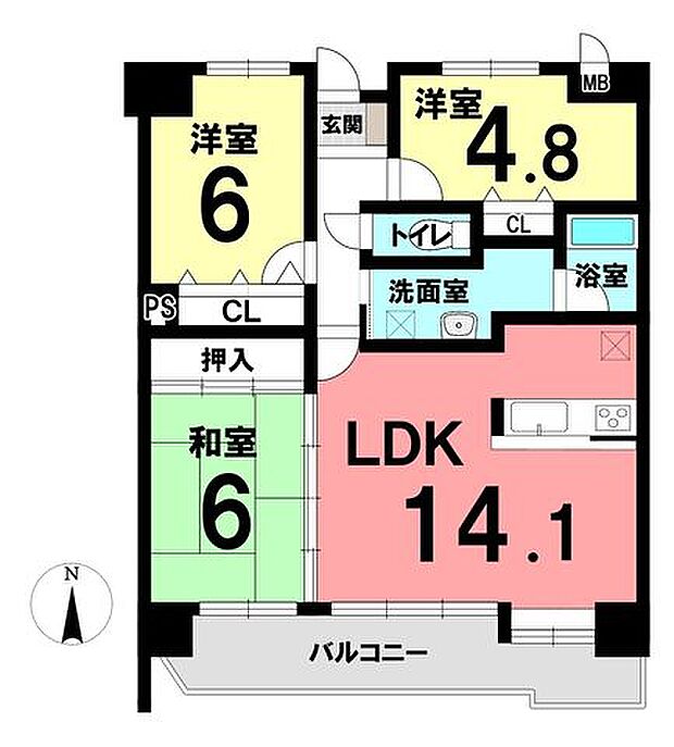 中古マンション　サンハウス岩倉駅(3LDK) 9階の内観