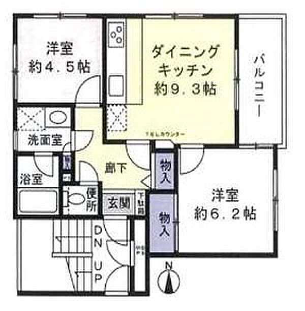 コスモ大泉学園(2DK) 1階の間取り図