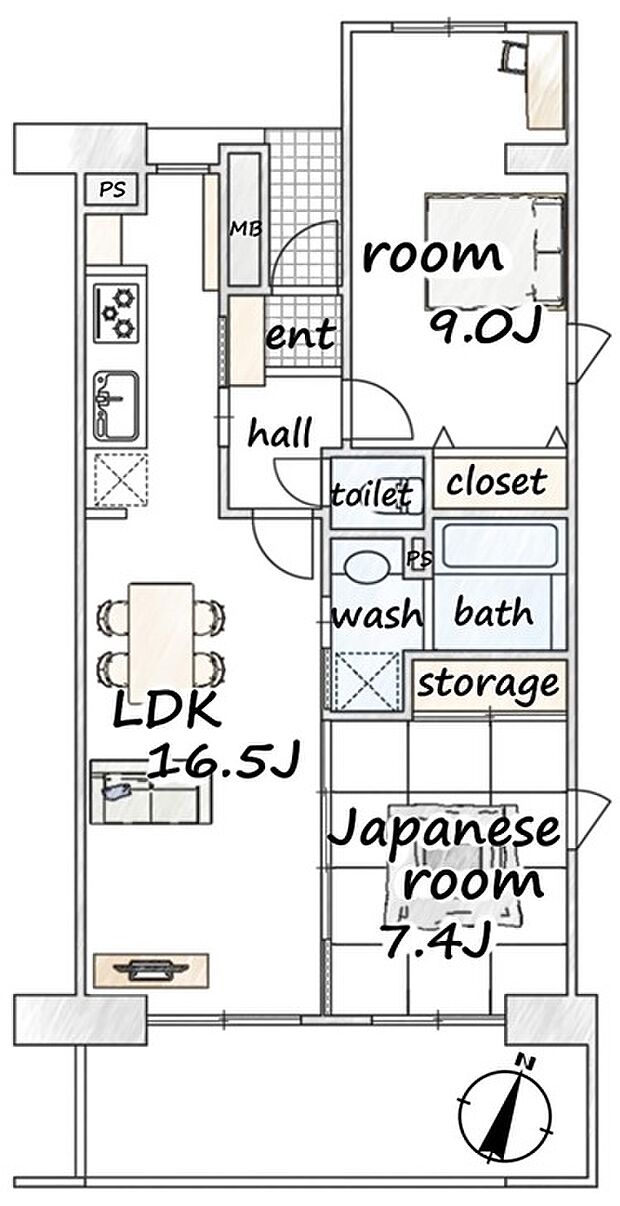 コンフォール石神井(2LDK) 1階の間取り図