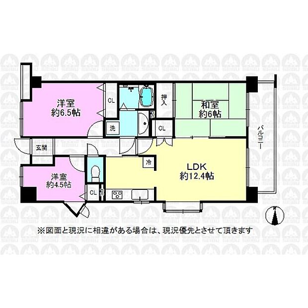ステイツ武蔵野東大和グランパサージュ(3LDK) 3階の間取り図