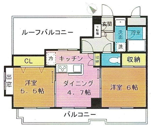 ワコーレ堀切菖蒲園(2DK) 3階の間取り図