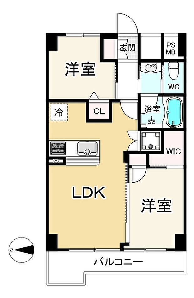 豊栄北千住マンション(2LDK) 2階の間取り図