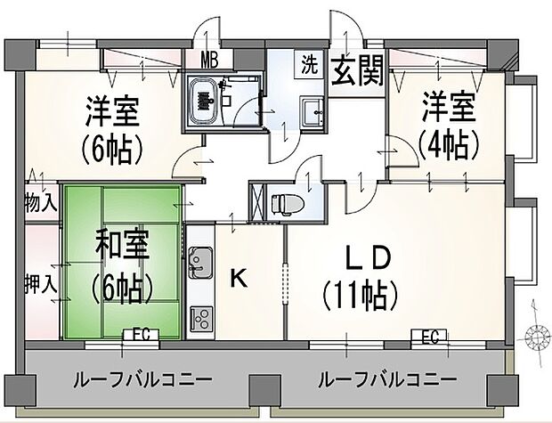 ライオンズマンションお花茶屋駅前通り(3LDK) 7階の間取り図