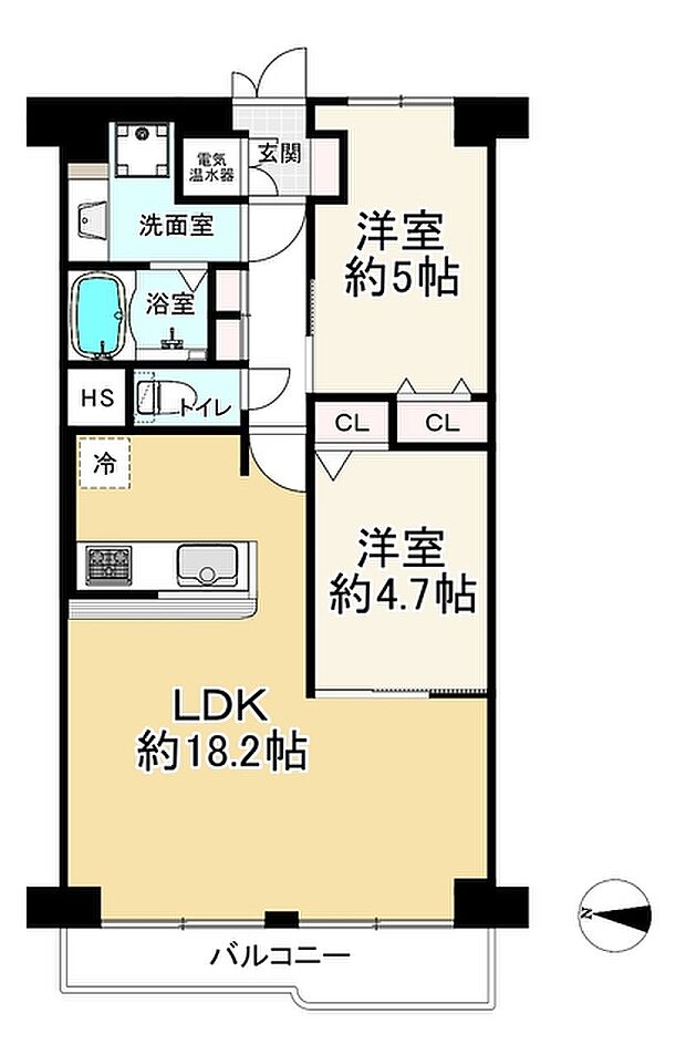 西新井大師扇スカイハイツ(2LDK) 5階の間取り図