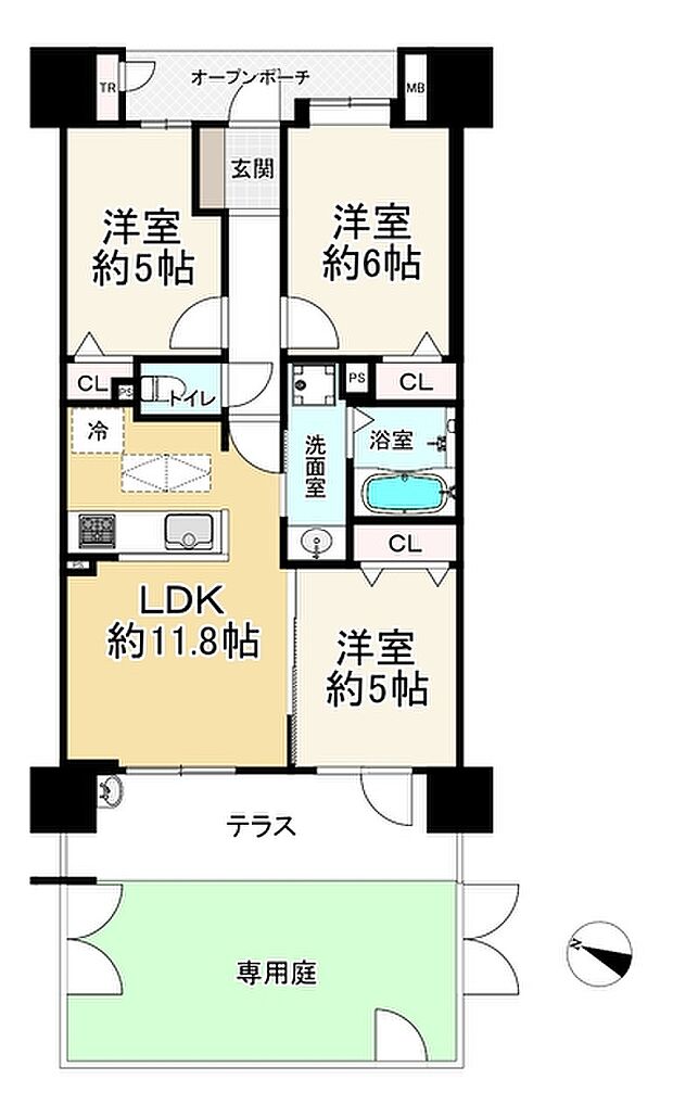 東京アクアガーデン(3LDK) 1階の内観