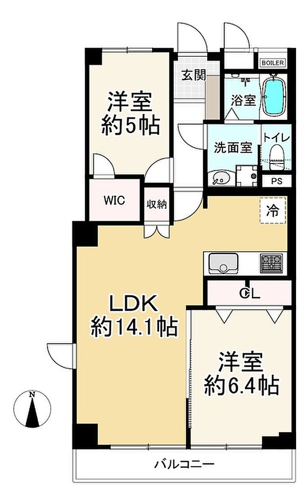 藤和梅島ハイタウンＣ棟(2LDK) 3階の間取り図