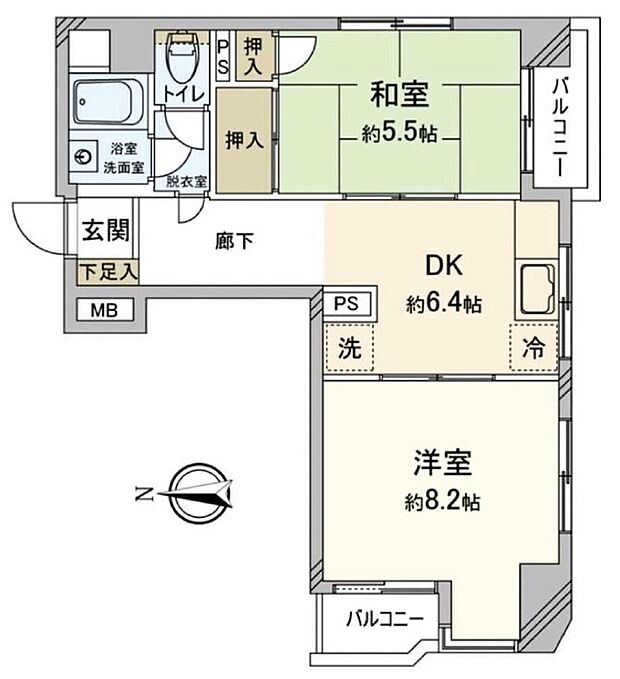 ニシムラ梅島コーポラス(2DK) 6階の間取り図