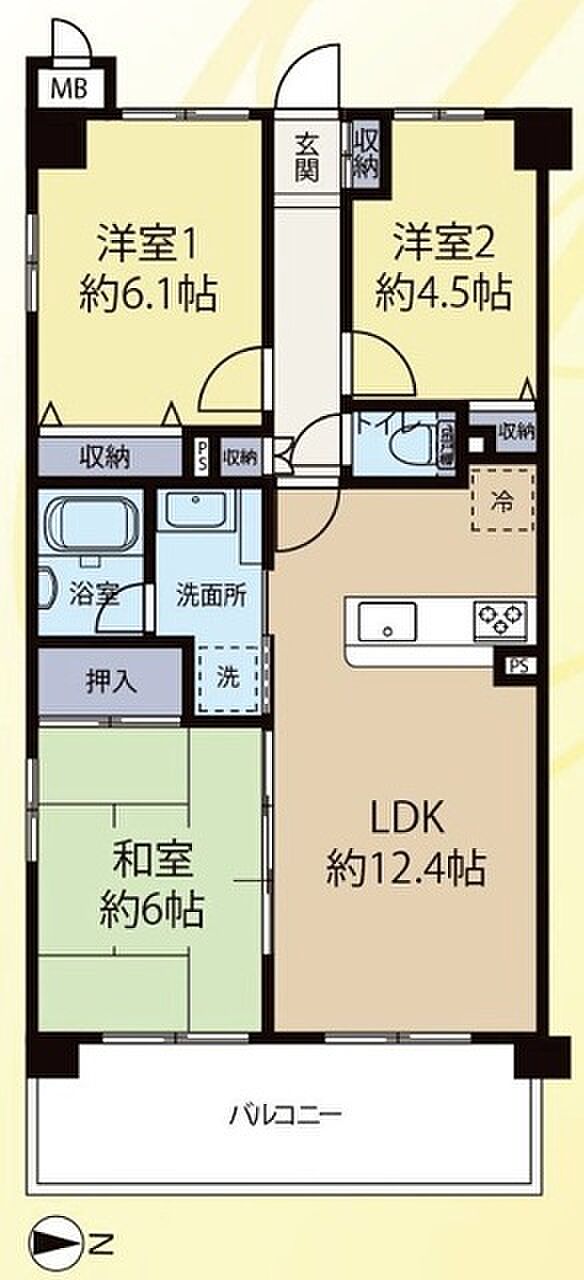 プレストジュール竹の塚(3LDK) 4階の内観