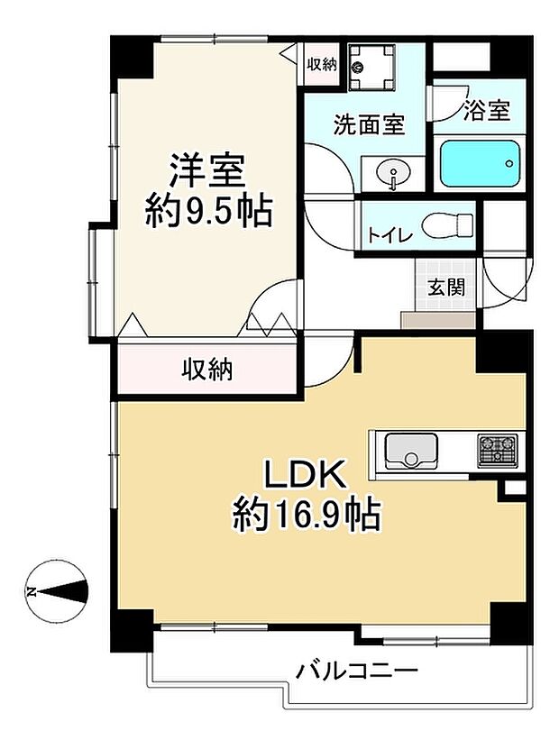 グリーンパーク西綾瀬II(1LDK) 2階の間取り図