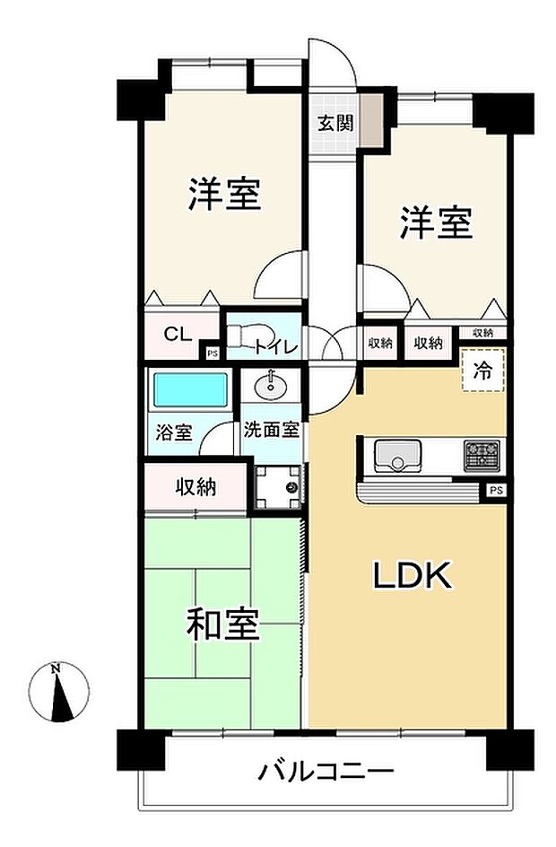 ライオンズシティ竹の塚第二(3LDK) 8階の間取り図