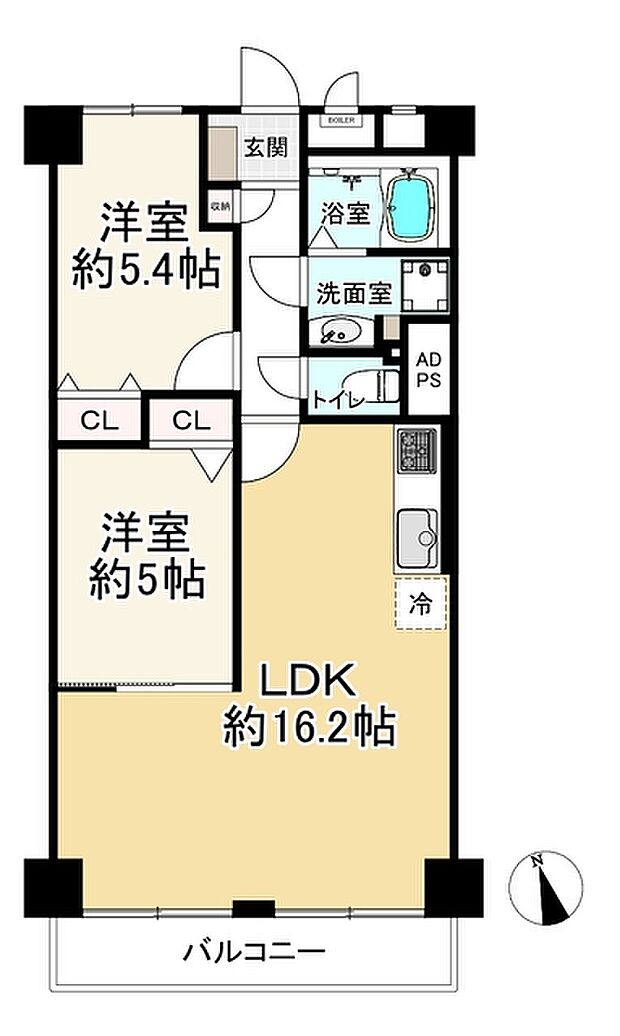 五反野スカイハイツ(2LDK) 11階の間取り図