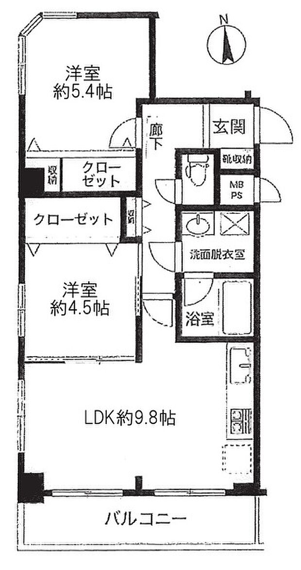 ライオンズマンション柴又駅前(2LDK) 4階の間取り図