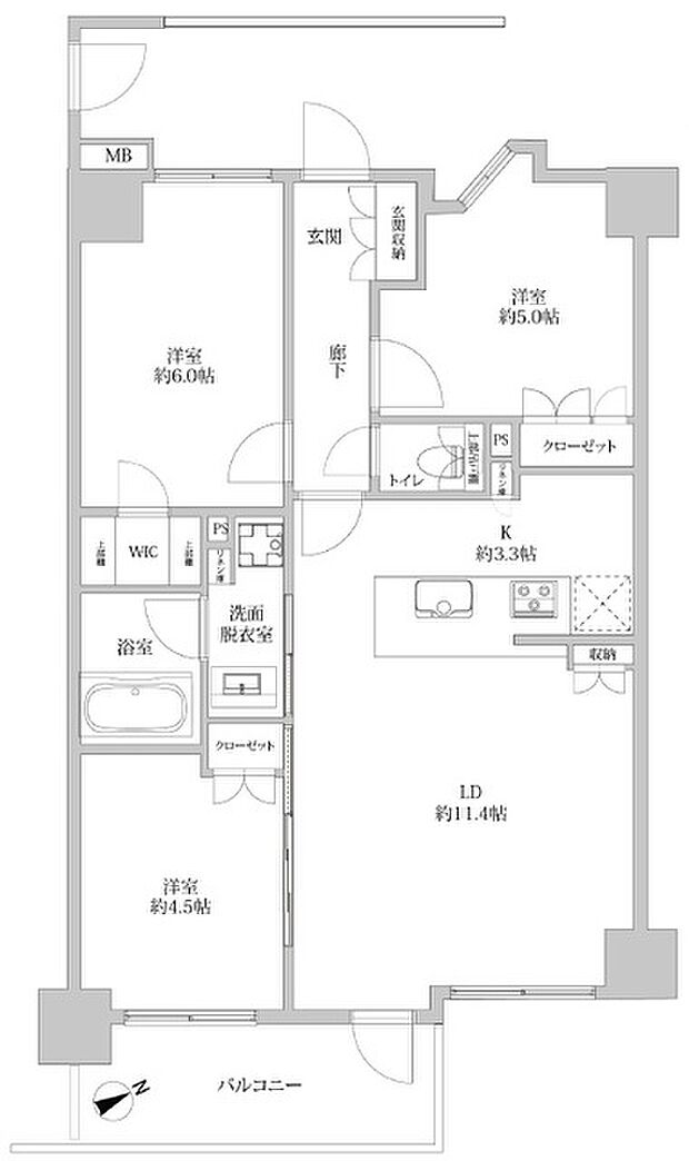 サンクレイドル柴又駅前(3LDK) 5階の間取り図