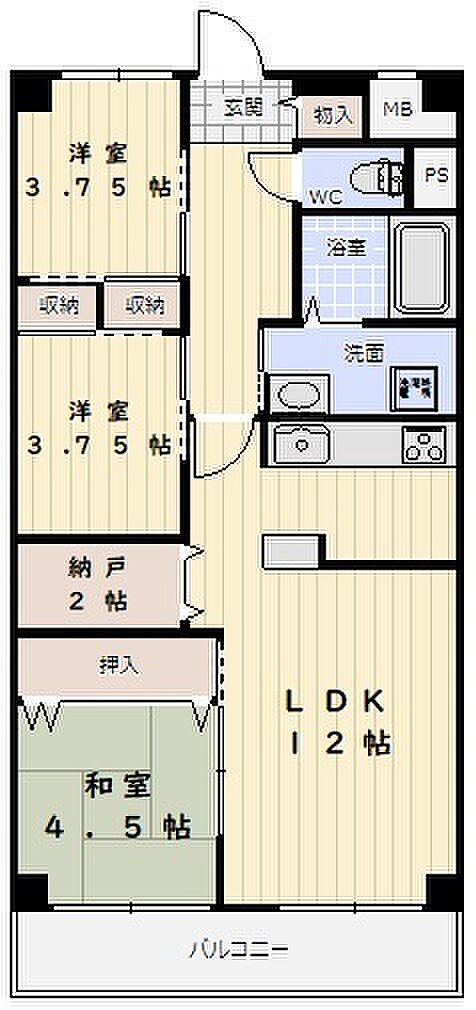 明石土山駅前スカイハイツＣ棟(3SLDK) 7階の間取り図