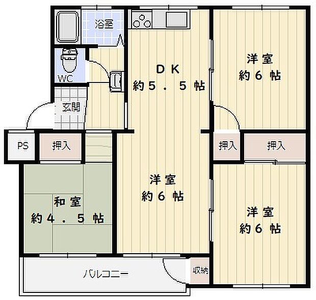 神陵台東住宅48号棟(4DK) 3階の内観