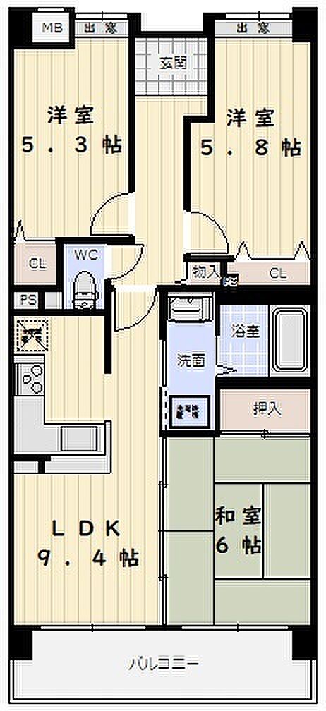 プレステージ西神戸IV(3LDK) 6階の間取り図
