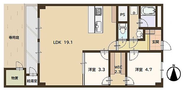 ダイヤシャトー千里(2SLDK) 1階の間取り図