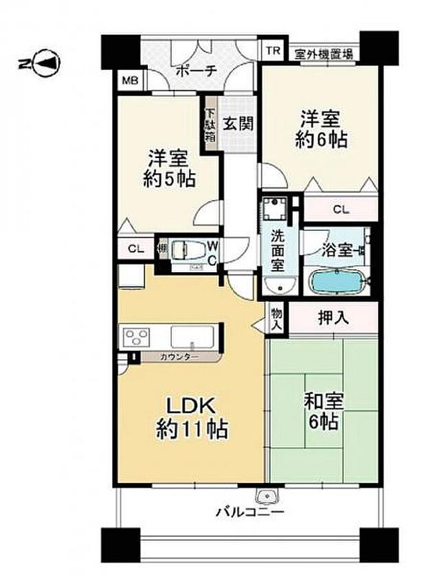 キングマンションフォルターナ鴫野(3LDK) 5階の間取り図