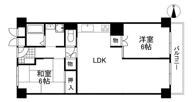 日商岩井京橋ハイツ(3LDK) 5階の間取り図