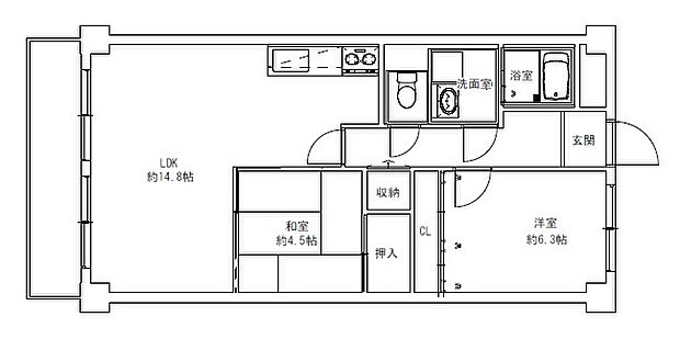 関目グリーンハイツ　C棟(2LDK) 9階の間取り図