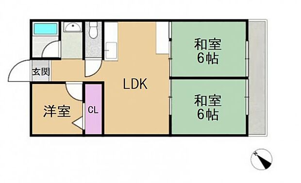 東大阪スカイハイツ(3LDK) 2階の間取り図