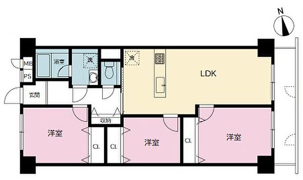 関目グリーンハイツ　Ａ棟(3LDK) 8階の間取り図
