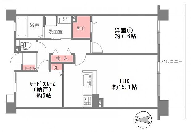 メロディーハイム八戸ノ里(1SLDK) 3階の間取り図