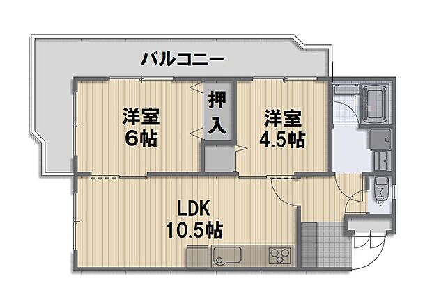 緑地公園第一ダイヤモンドマンション(2LDK) 3階の間取り図