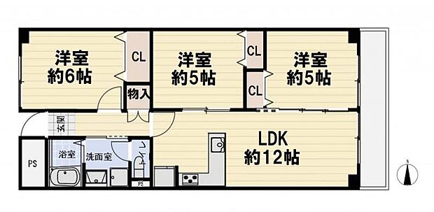 八戸ノ里第3ガーデンハイツ　A棟(3LDK) 7階の間取り図