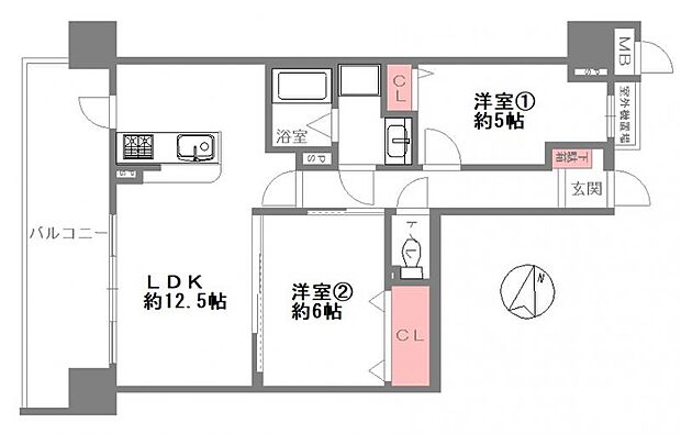 ソシエ北大阪　壱期棟(2LDK) 3階の間取り図