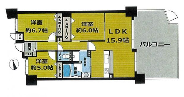 千里山西アーバンコンフォート(3LDK) 1階の間取り図