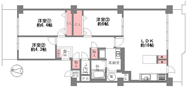 摂津スカイハイツ(3LDK) 7階の間取り図
