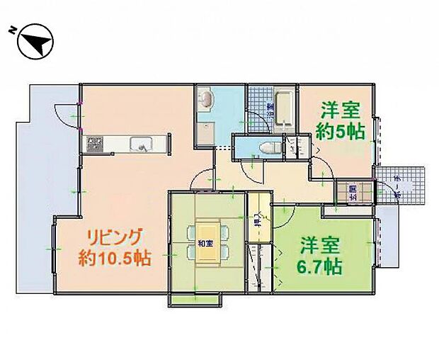 アヴェーレ守口(3LDK) 2階の間取り図