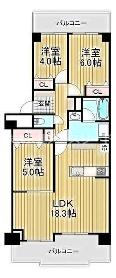 セントポリア北大阪ヴィゾン壱番館(3LDK) 3階の間取り図