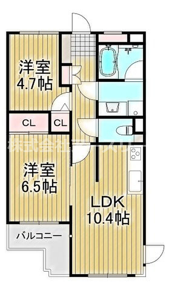 野中北パークマンション(2LDK) 5階の間取り図