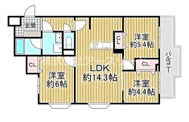 サンロイヤル中桜塚(3LDK) 2階の内観