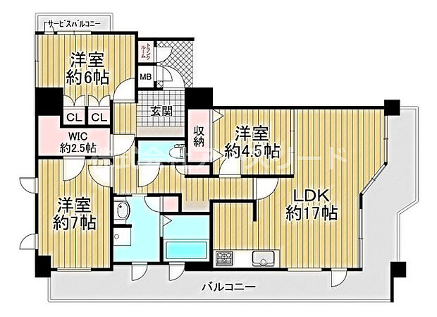 APAガーデンコート北大阪(3LDK) 3階の間取り図