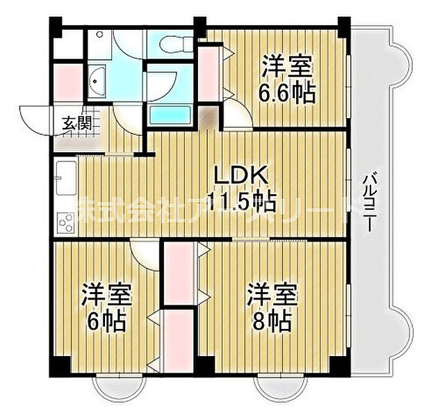 豊中ロイヤルマンション(3LDK) 9階の内観