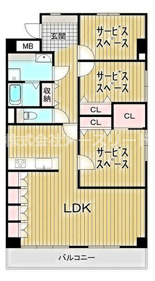 サニーコーポ東三国(1SLDK) 5階の間取り図