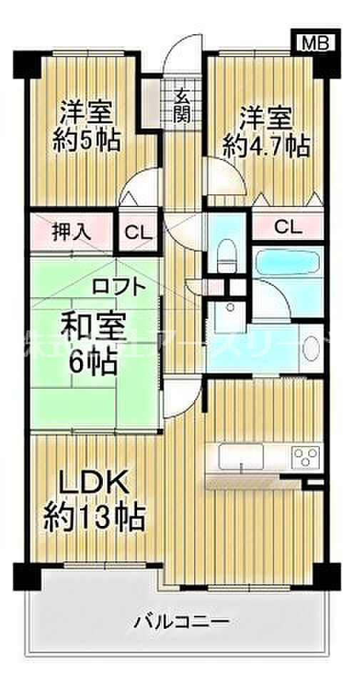 レジオン上新庄(3LDK) 8階の内観
