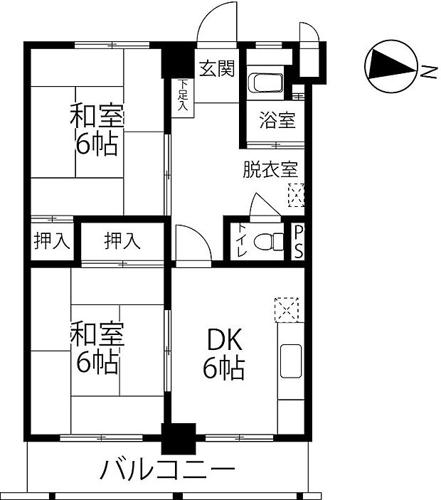 茨木駅前ビル(2DK) 8階の間取り図