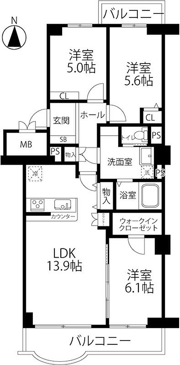 メゾン千里丘J棟(3LDK) 7階の間取り図